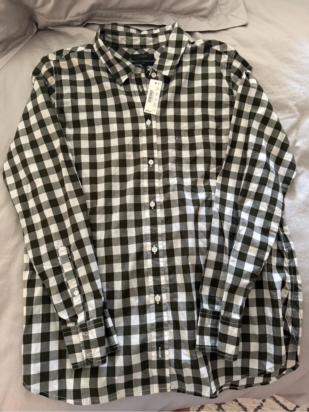 J. Crew Olive and White Checked Button-Down Shirt